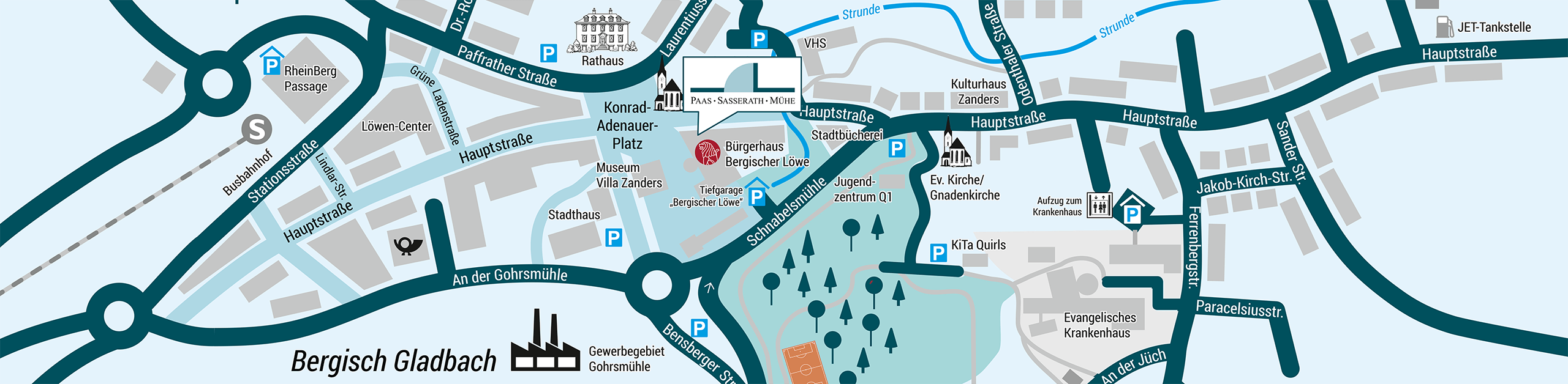 Anfahrtskarte Rechtsanwaltskanzlei Paas-Sasserath-Mühe - Rechtsberatung in Bergisch Gladbach